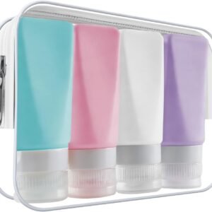 Travel Bottles Leak Proof,3 oz TSA Approved Silicone Squeezable, Refillable Containers Set for Toiletries Shampoo Conditioner Lotion