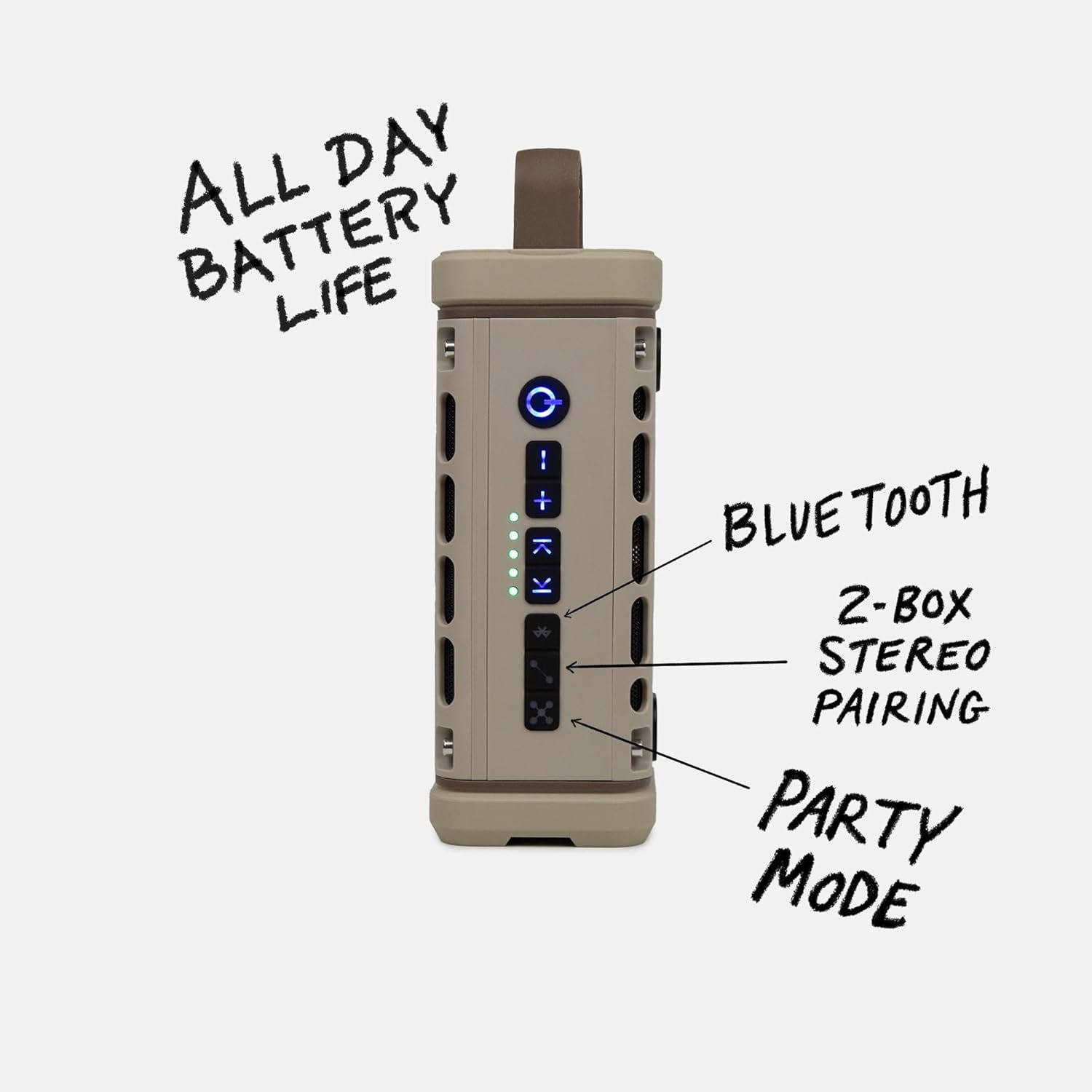 Turtlebox Ranger, Ultra-Portable Bluetooth Speaker, Waterproof, Tan | Built For The Outdoors, Plays to 105dB, IP-67, 12hr+ Battery Life, Magnetic Mounts, Unlimited Pairing for Full Stereo, 2.4lbs - Image 3