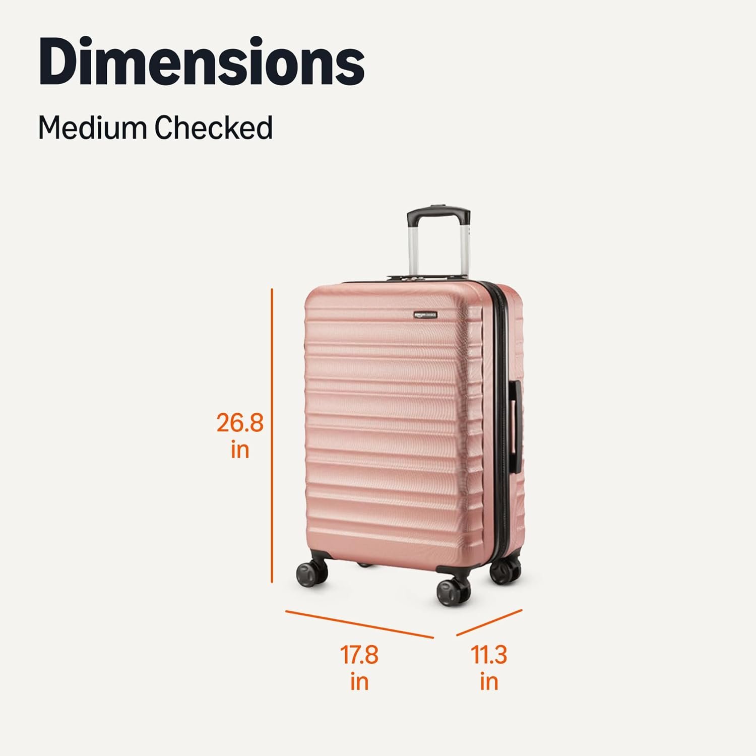 Amazon Basics 26" Hardside Medium Checked Luggage, Expandable Hardshell Suitcase with Telescoping Handle, Scratch-Resistant Surface, Four Multi-directional Wheels, Rose Gold - Image 6