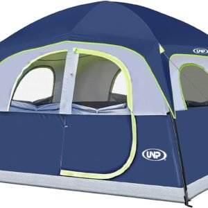 UNP 6 Person Tents for Camping Waterproof Family Cabin Tent with Rainfly | Easy Setup Windproof Double Layer Camping Tent with 1 Mesh Door & 5 Large Mesh Windows 10'X9'X78in(H)