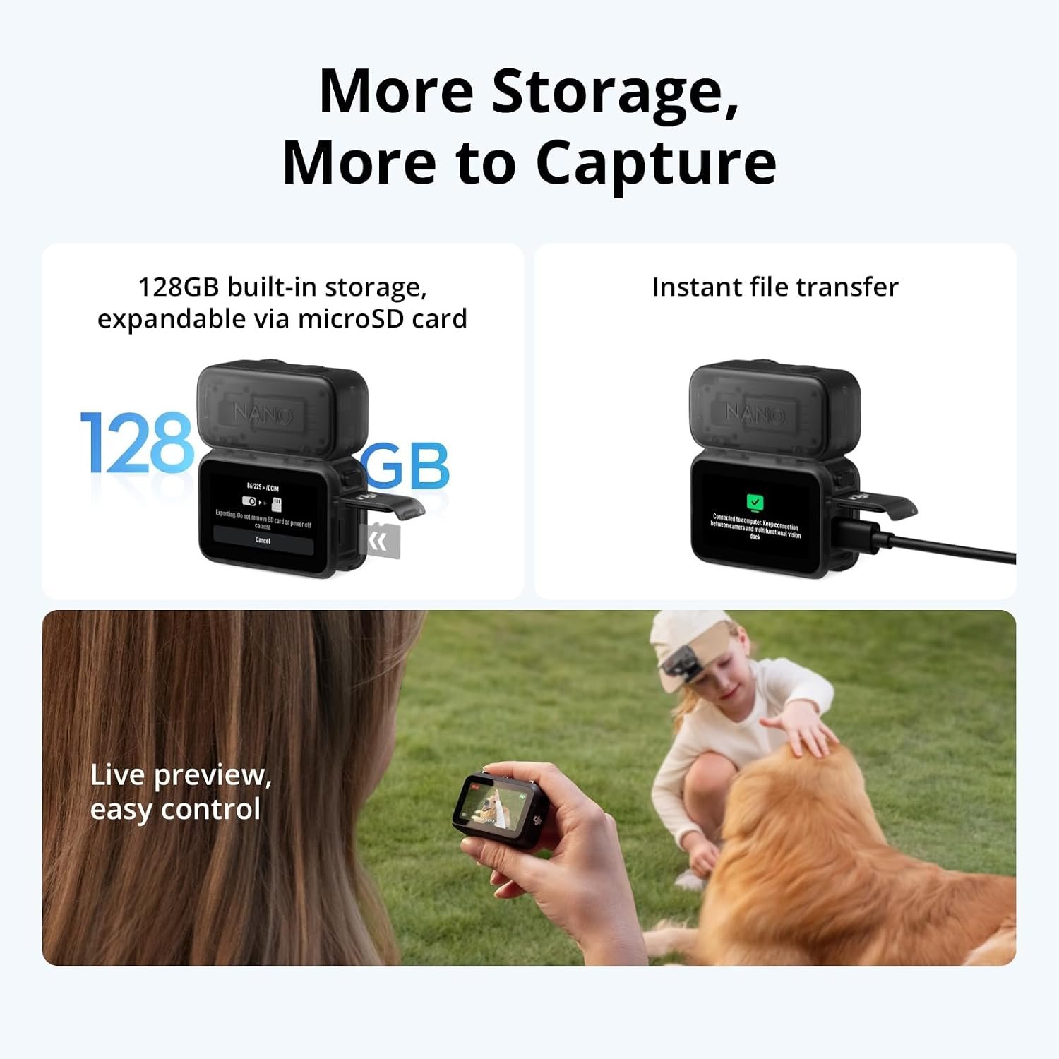 DJI Osmo Nano Standard Combo (128GB), 4K Wearable Camera, 1/1.3″ Sensor | 1/1.3″ Sensor | 4K/60fps & 143° Wide FOV | 200-Min Battery | Swift Content Transfer | Magnetic Wearable Design - Image 5