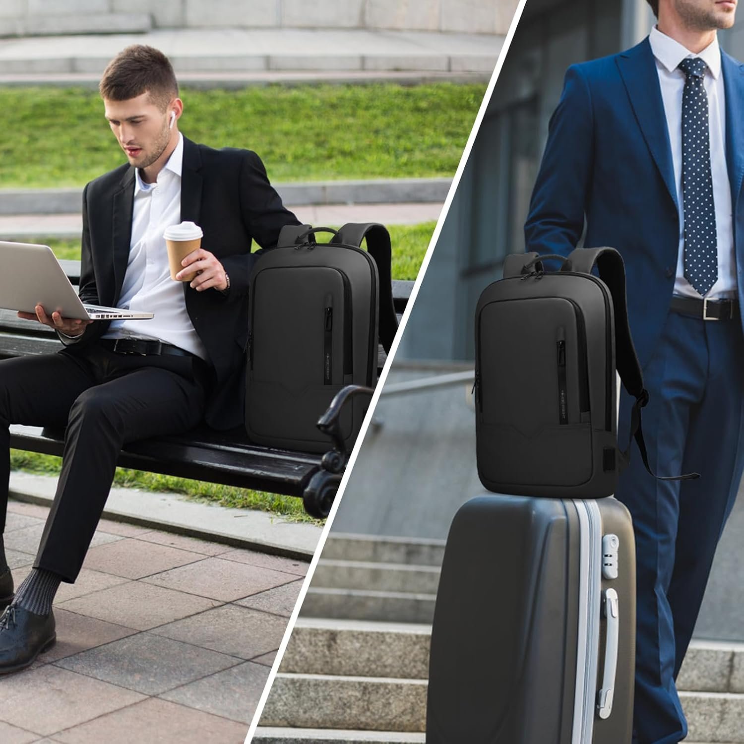 hk Backpack for Men Business Slim Laptop Bag | Anti Theft Travel Backpacks 17.3 Inch Laptop Water Resistant Computer Bag for Work Office College, Black - Image 7
