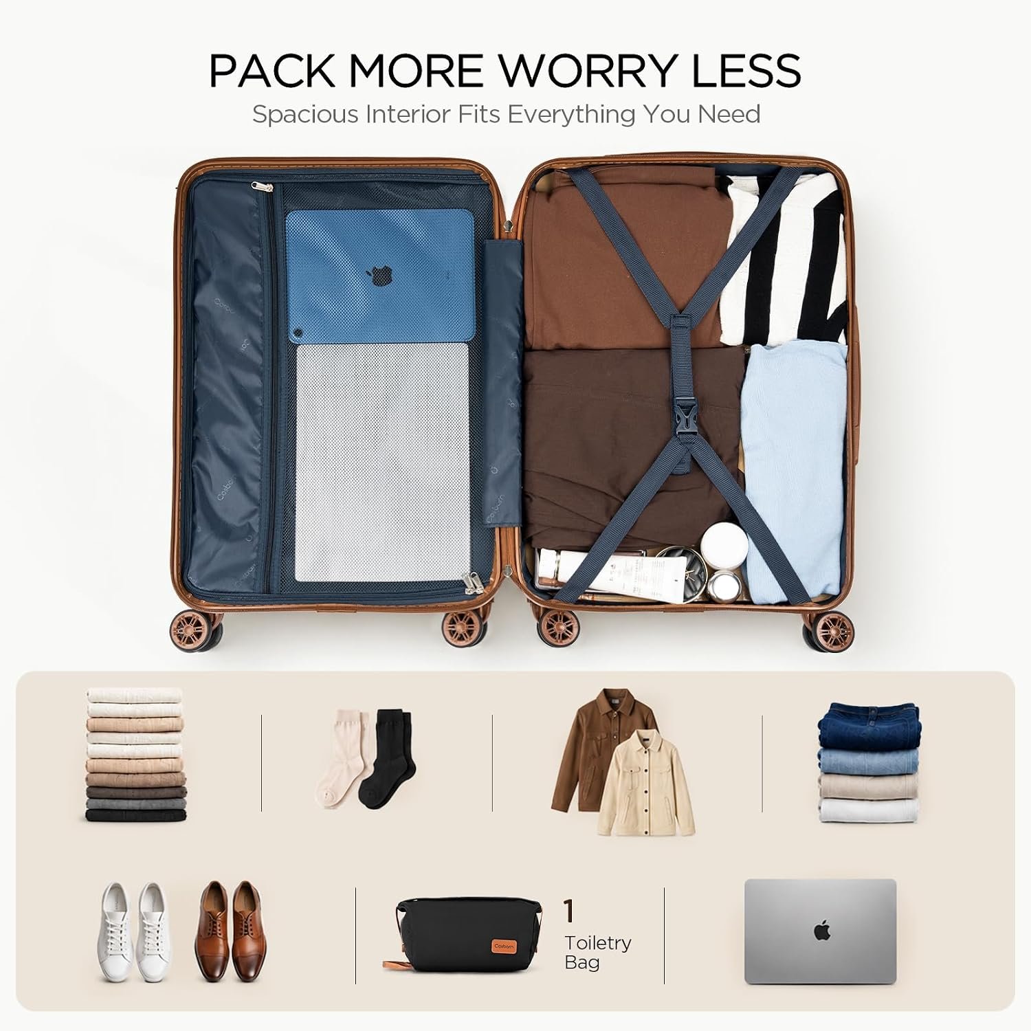 Cosbarn Luggage Sets, Durable 20,24,28 inch Suitcase Sets With Wheels | ABS Hardshell Sets Includes 20, 24&28inch Suitcase, Duffel, Toiletry Bags, TSA lock, Spinner Wheels,Checked Family Travel - Image 9