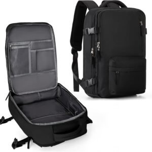 Large Carry on Travel Backpack Women Men,Hiking Gym Waterproof Outdoor Sports Rucksack Casual Daypack Laptop Backpack Personal item Travel Bag Airplane Essentials Spirit Airline Flight Approved,Black