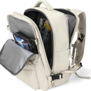 Large Travel Gym Backpack Women Carry On Backpack Flight Approved Hiking Waterproof Rucksack Casual Daypack Laptop bags airplanes Shoes Compartment Personal Item Travel Weekender Bag Essentials Beige