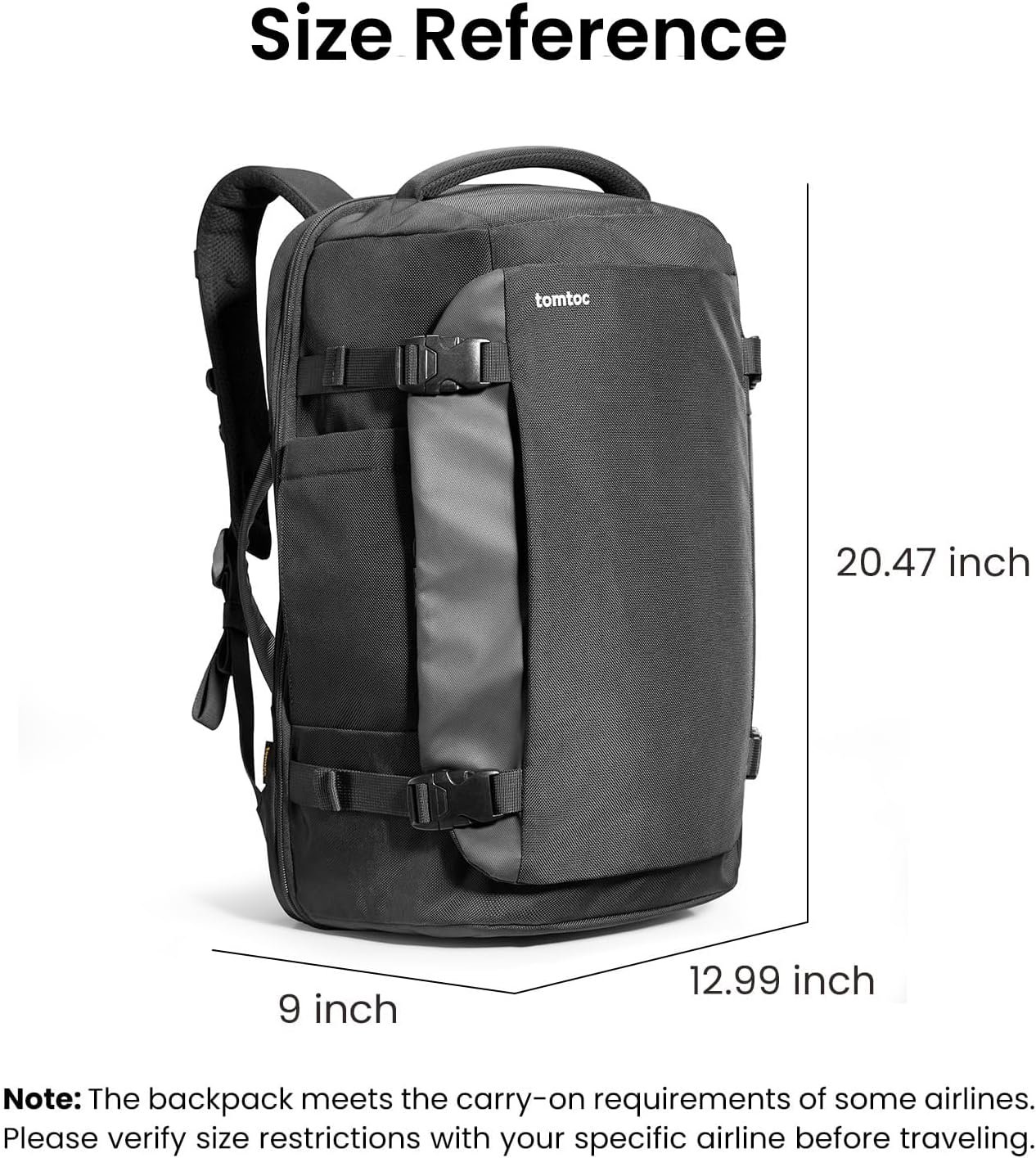 tomtoc Travel Backpack, TSA Carry On/Personal Item Bag Flight Approved | 28/40L Carry on Luggage Backpack for Men Women, PFAS Free, Water-resistant Business Airplanes Rucksack for Travel Essentials - Image 9