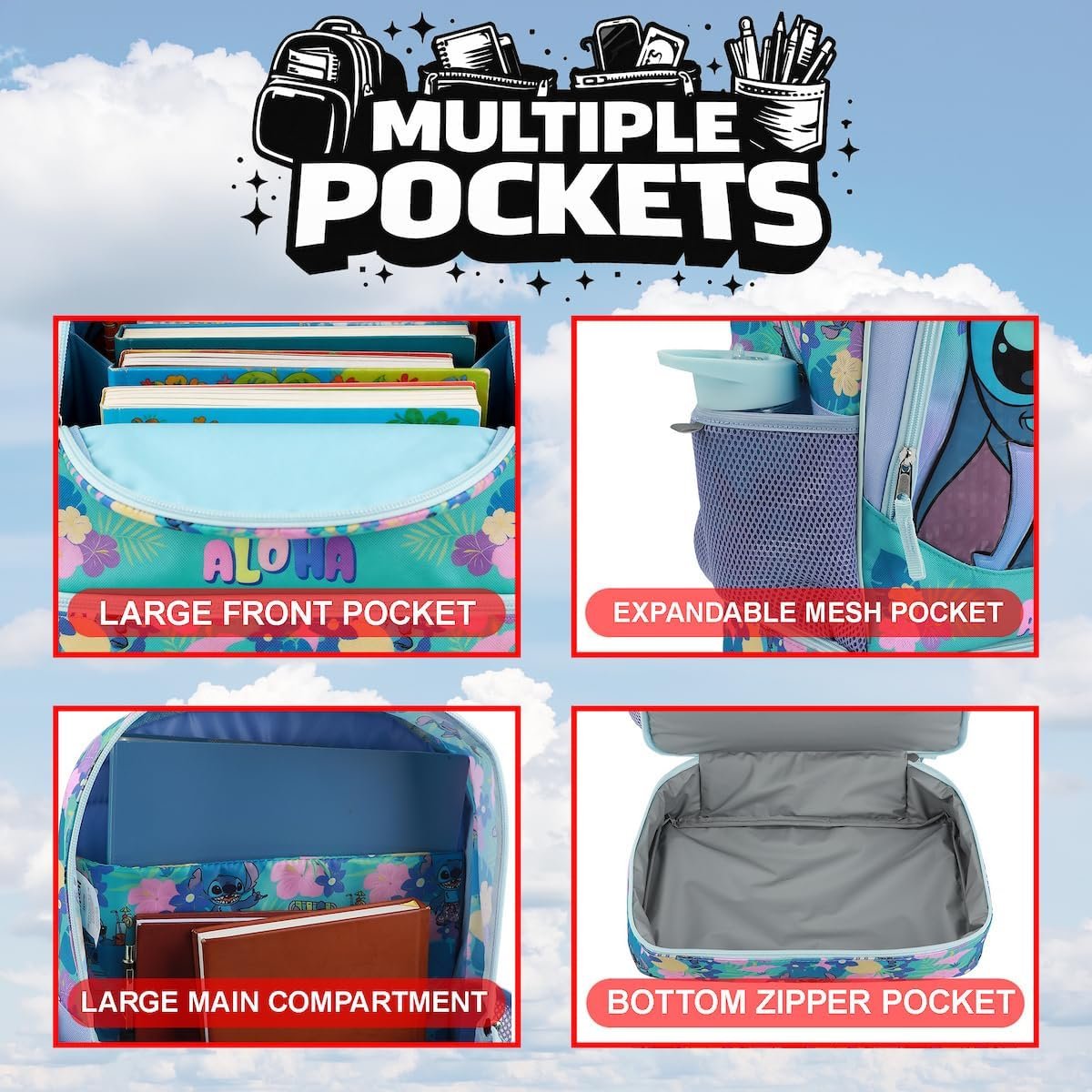 BIOWORLD Womens Kid Lilo & Stitch Backpack Set (Little Kid/Big Kid) Purple Onesize - Image 3