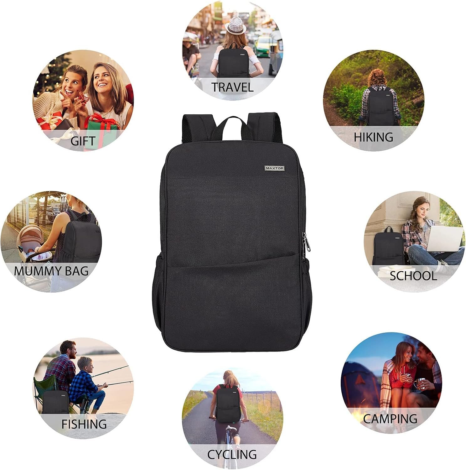 MAXTOP Deep Storage Laptop Backpack Business Anti-theft Backpacks[Water Resistant] College Computer Bookbag Fits 15 Inch Laptop Black - Image 9