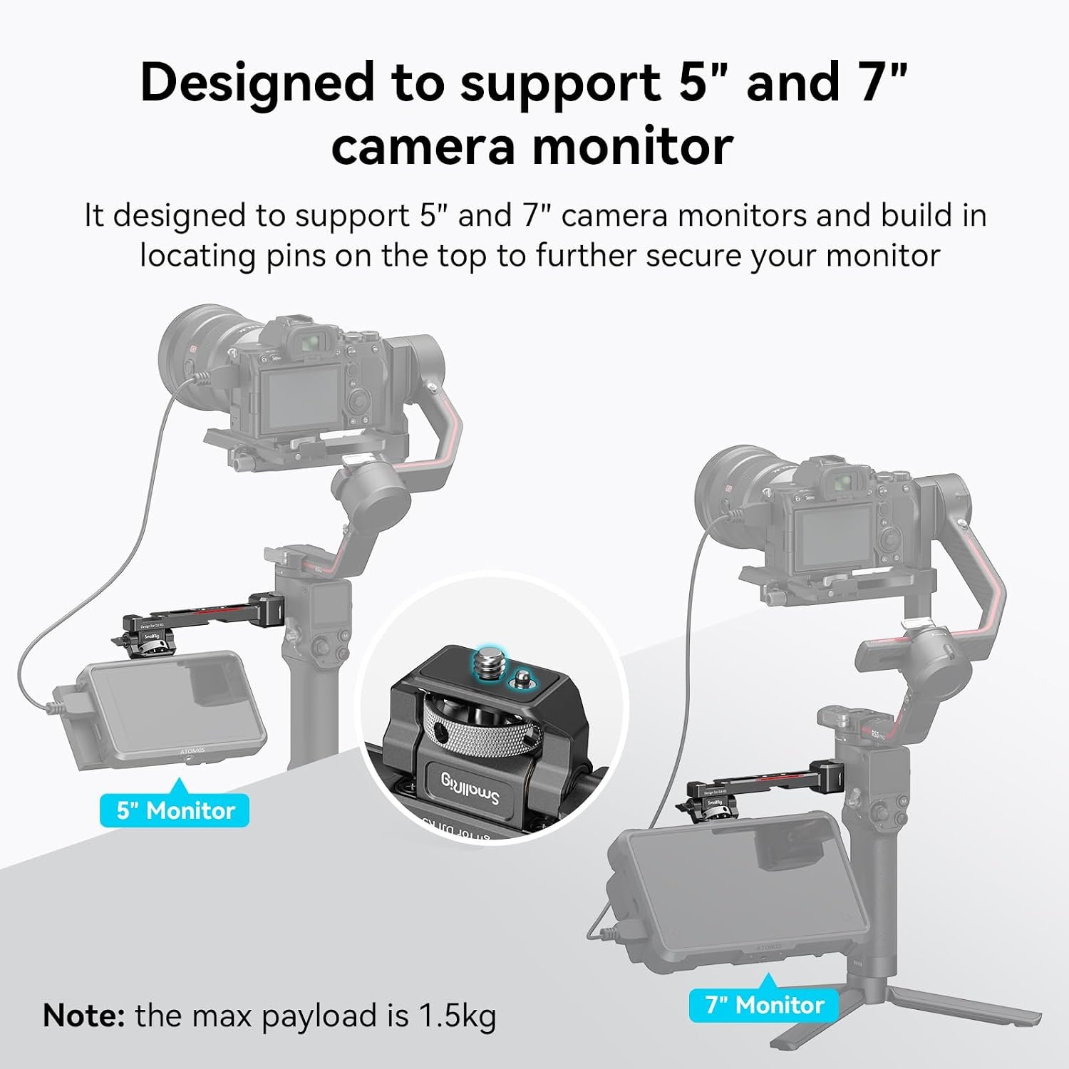 SmallRig Adjustable Camera Monitor Mount with Quick Release NATO Clamp | with Cold Shoe Mount, Anti-Twist Design for DJI RS 5 / RS 4 Mini/ RS 4/ RS 4 Pro/ RS 3 Pro/ RS 3 Mini/ RS 3/ RS 2/ RSC 2 - Image 6
