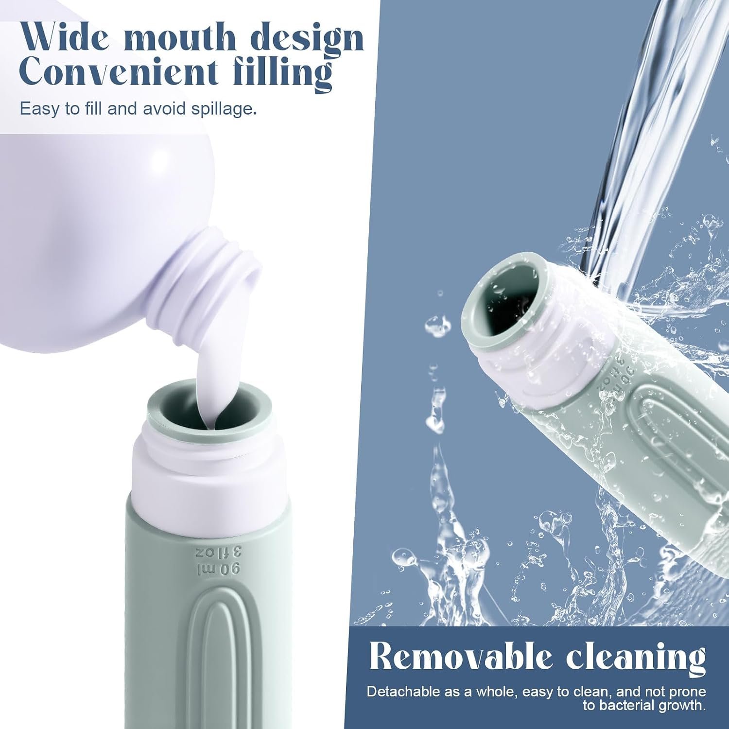 Travel Bottles for Toiletries, 3oz TSA Approved Travel Size Toiletries, Silicone Leak-Proof Refillable Containers, Squeezable Liquid Essentials Bottles W/Clear Bag (GRAY) - Image 6
