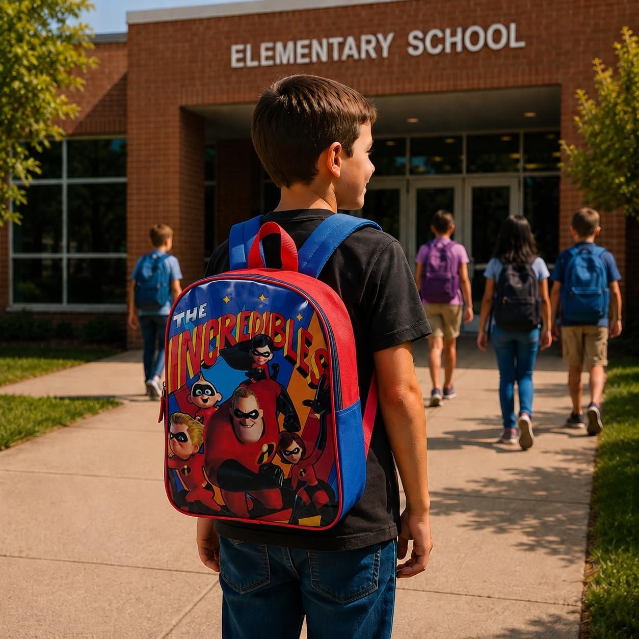 Disney The Incredibles Backpack - Boys Backpack for School | Cute Backpack & School Bag - Backpack for School, Daycare & Travel with Padded Straps, Roomy Zip Compartment & Top Handle - Image 7