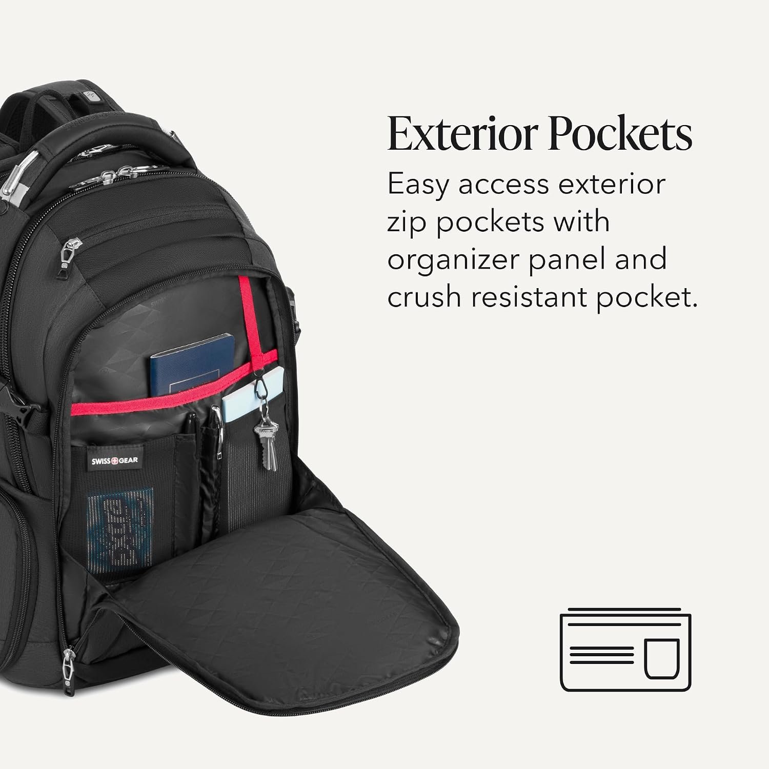SwissGear Travel Tech Elite Laptop Backpack – Fits Laptops up to 16” – ScanSmart TSA-Friendly Backpack with USB Port, Shoe Compartment & Organizer Pockets – Heather Grey - Image 4