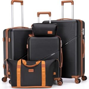 Cosbarn Luggage Sets, Durable 20,24,28 inch Suitcase Sets With Wheels | ABS Hardshell Sets Includes 20, 24&28inch Suitcase, Duffel, Toiletry Bags, TSA lock, Spinner Wheels,Checked Family Travel