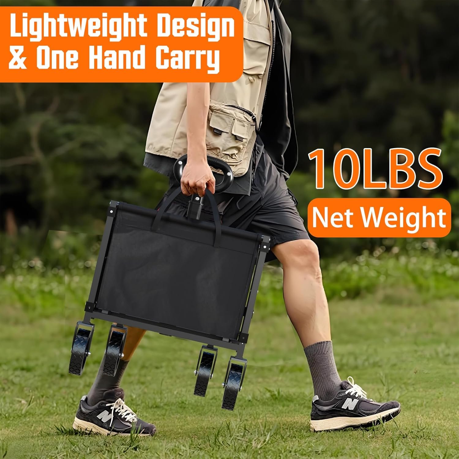 Yozoia Wagons Carts Foldable, Lightweight Portable Utility Shopping Cart with Wheels, Folding Grocery Wagon Cart for Grocery, Camping, Shopping, Beach, Garden, Sports Black | Foldable, Lightweight, Portable, Simple Installation, for Camping Shopping Beach Garden Sports - Image 4