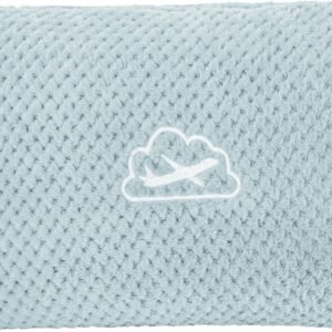 BEDELITE Travel Blanket with Bag, Jacquard Fleece Blanket 65"x40", Blue | Ultra-soft Airplane Blanket, Luggage Sleeve & Backpack Clip, Travel Essentials for Women, Foldable as Pillow for Long Flight