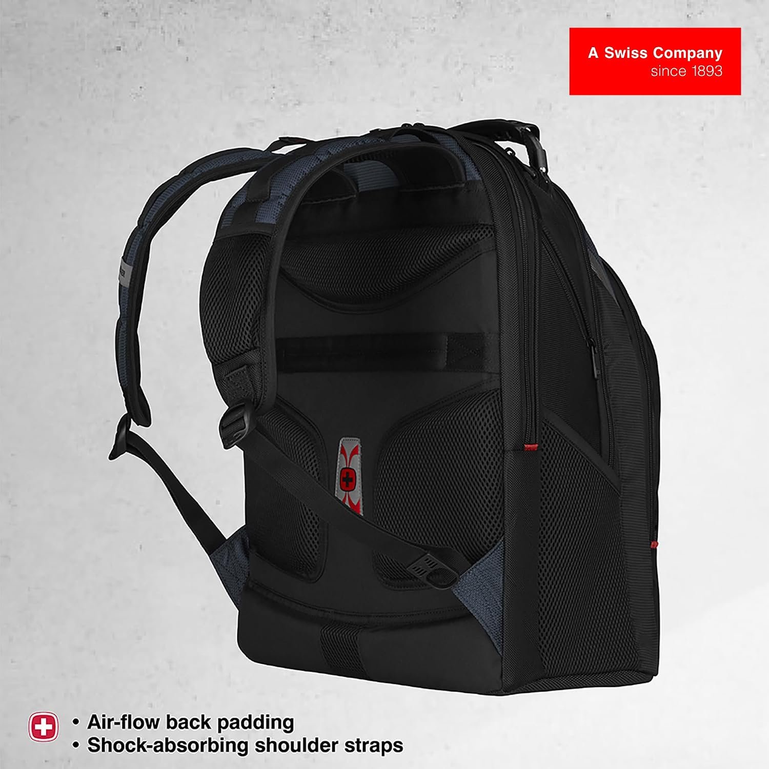 Wenger Ibex 17 inch Laptop Backpack, Men's and Women's Laptop Bag, Black/Gray/Blue - Image 3