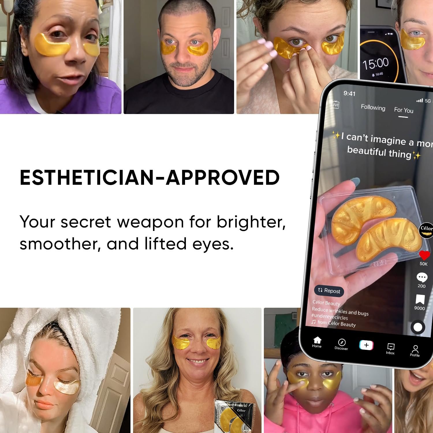 Under Eye Patches (20 Pairs) - Eye Patches For Puffy Eyes And Dark Circles - Under Eye Mask For Beauty & Personal Care - Under Eye Mask Amino Acid & Collagen For Dark Circles And Puffiness by Celor - Image 6