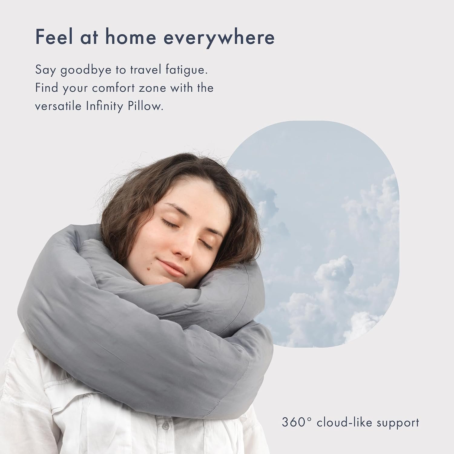 Infinity Pillow - Home Travel Soft Neck Scarf Support Sleep (Grey) - Image 2