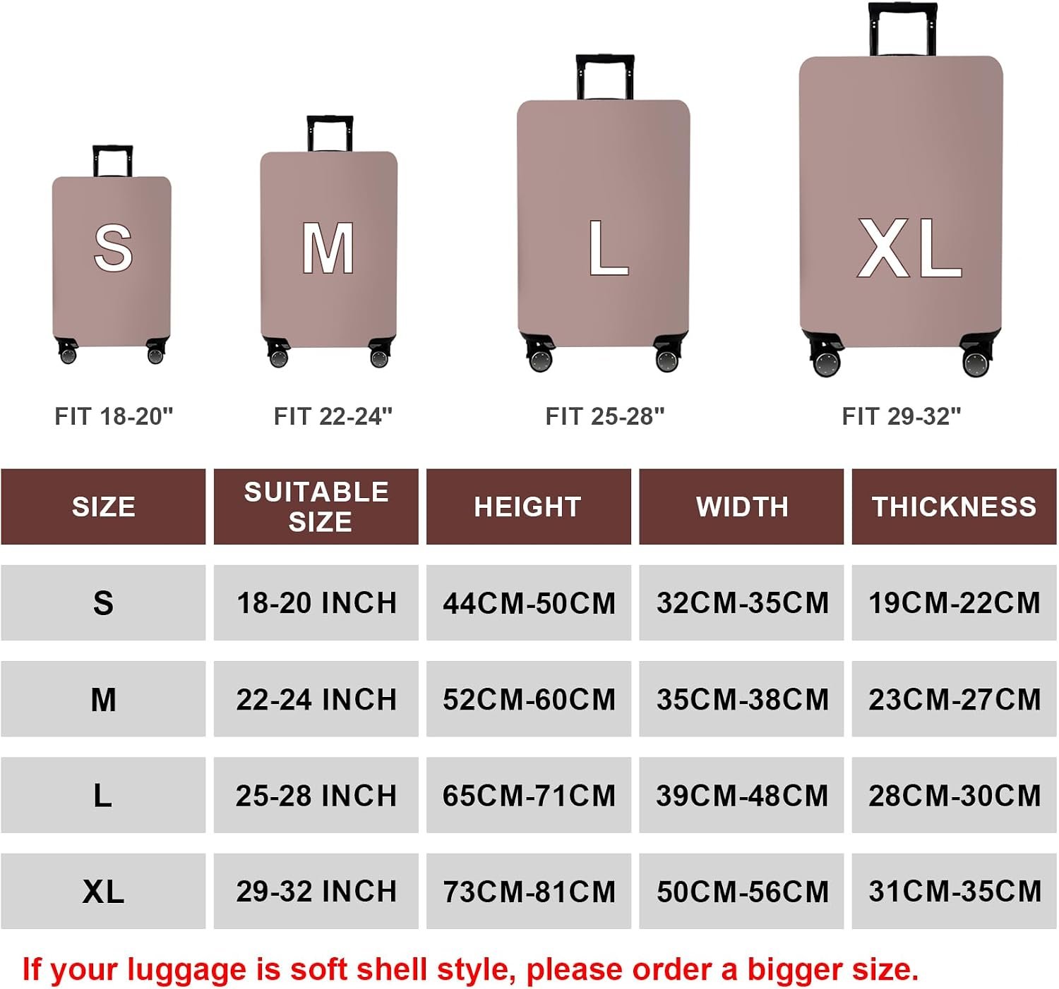 WUJIAONIAO Travel Luggage Cover Suitcase Cover Protector Skins 18-32 Inch | Anti-Scratch Luggage Protector, Washable Carry on Cover, Elastic Suitcase Sleeve, Baggage Covers Tsa Approved - Image 2