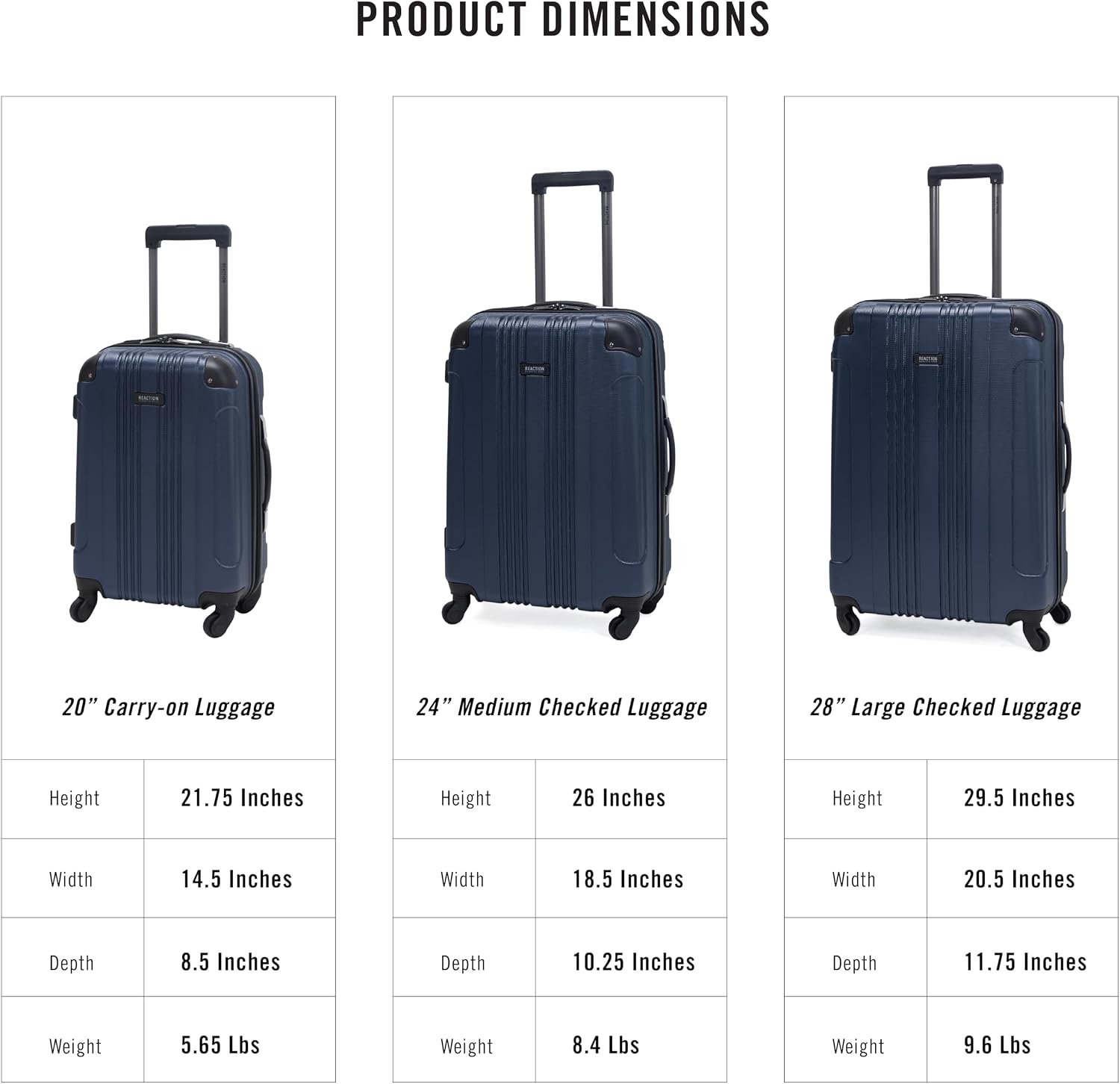 Kenneth Cole REACTION Out of Bounds Lightweight Hardshell 4-Wheel Spinner Luggage, Naval, 28-Inch Checked - Image 6