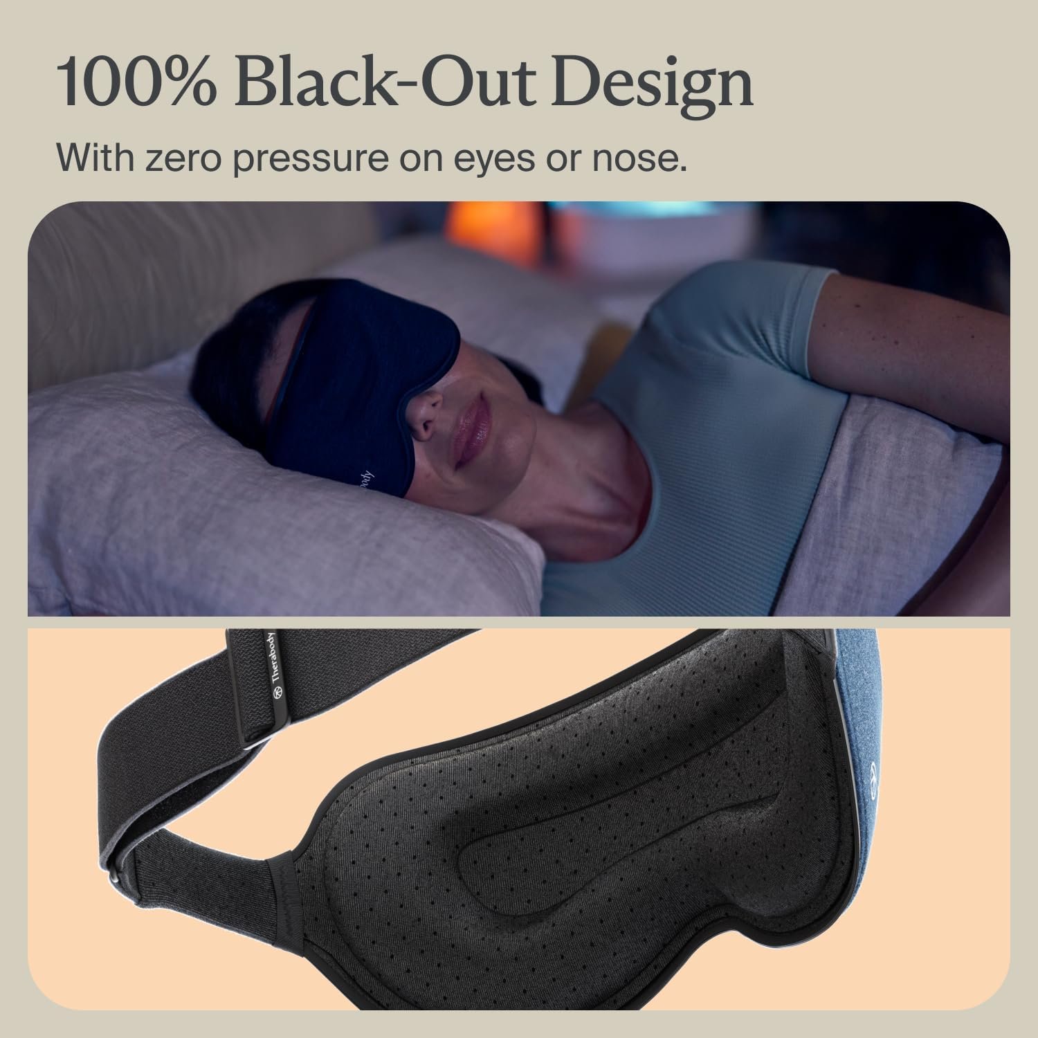 TheraGun Therabody Sleep Mask Ultra-Comfortable, 100% Blackout Sleep Eye Mask with Gentle Eye Massager Vibration for Stress Relief, Headache Relief & Self Care - Facial Massager for Women & Men - Image 5
