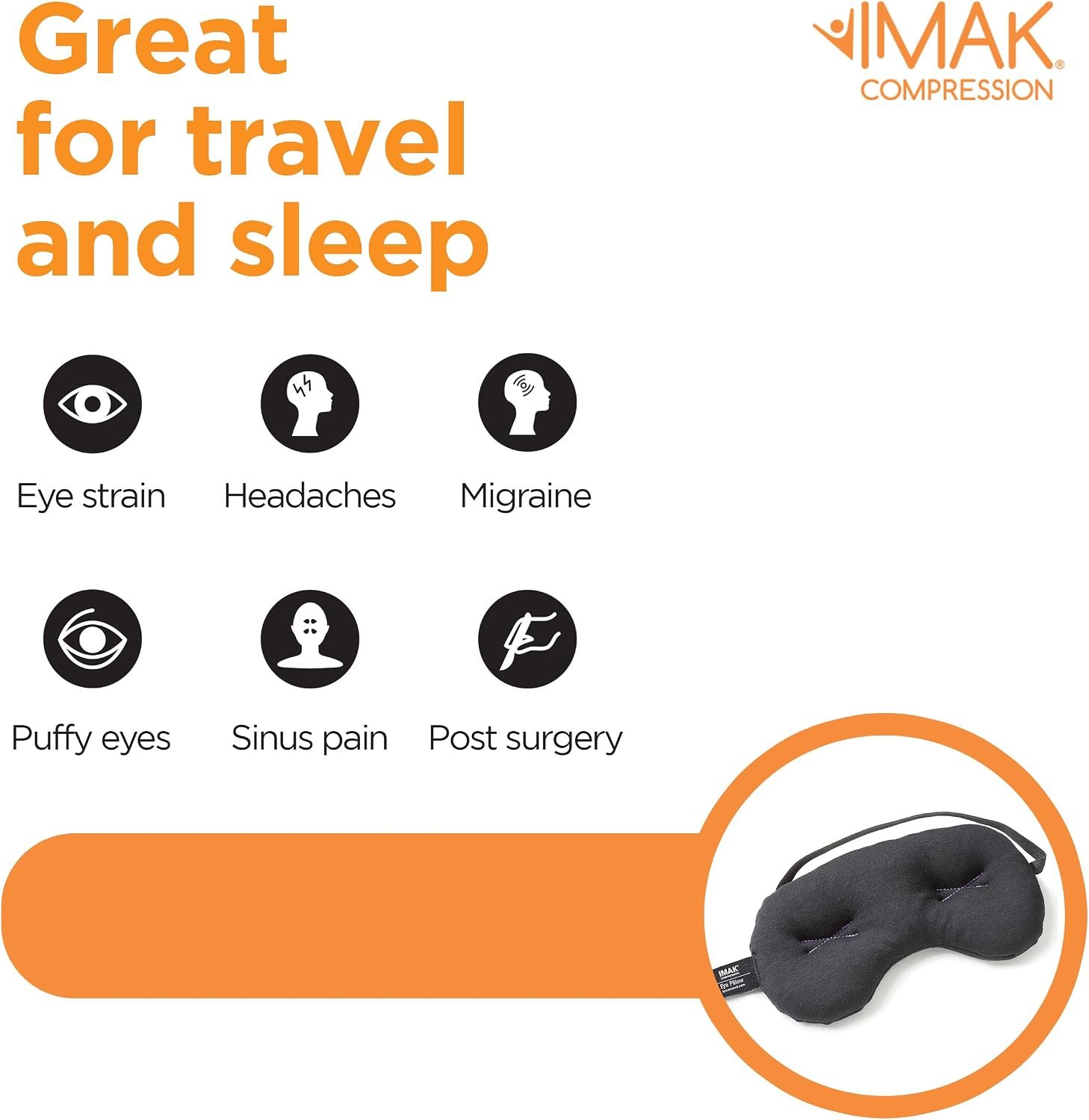 Brownmed Eye Pillow - Compression Eye Mask for Headache Support - Soothes Strain - Eases Sinus Pressure - Cooling - Universal Fit - Breathable Cotton - Washable & Reusable - Black - Image 7