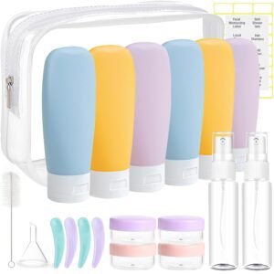 DEWSENSI 20 Pack Travel Bottles Set for Toiletries | TSA Approved, Leak Proof, Plastic Travel Size Containers, Refillable Accessories for Shampoo Conditioner Lotion Liquids