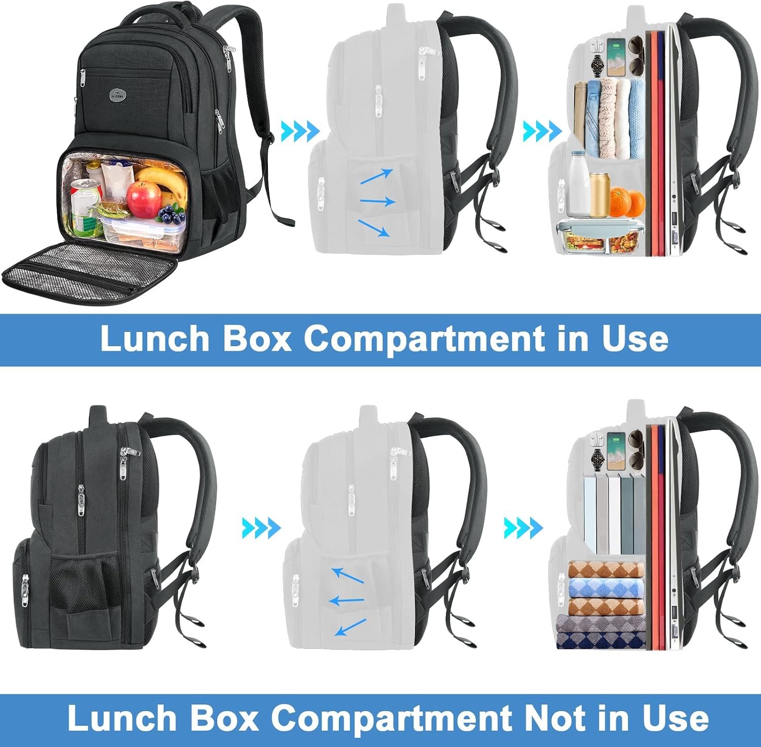 MATEIN Lunch Backpack for Men, 17 Inch Work Bookbag with Laptop Compartment | Water Resistant School Backpack with Lunch Box, Anti Theft TSA Work Bag, Insulated Cooler Compartment, Office Commute College - Image 3