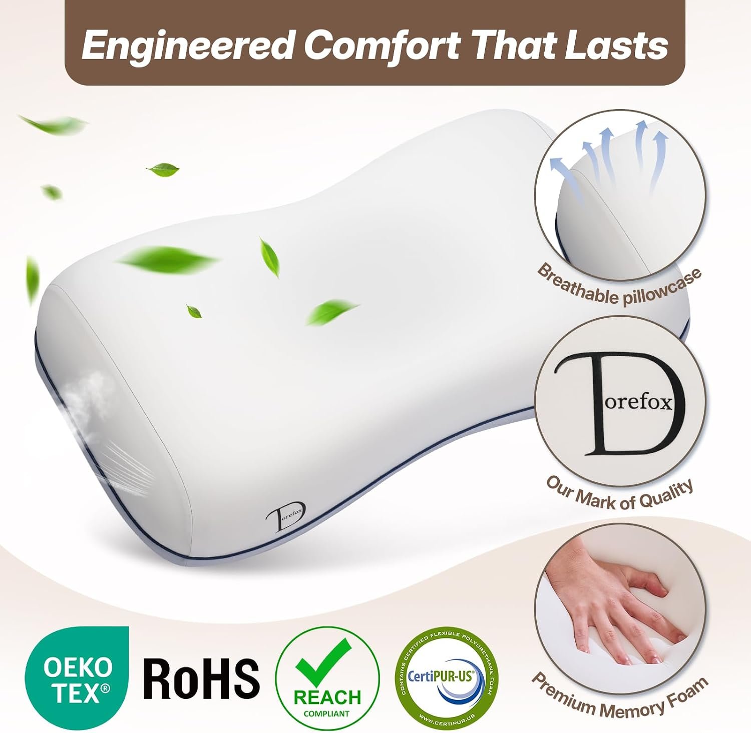 Cervical Neck Pillow, Adjustable Memory Foam for Neck Support, White | Adjustable Firmness. 3-Level Height, Ergonomic Support, CertiPUR-US Foam, Breathable Cover, All Sleep Positions - Image 8