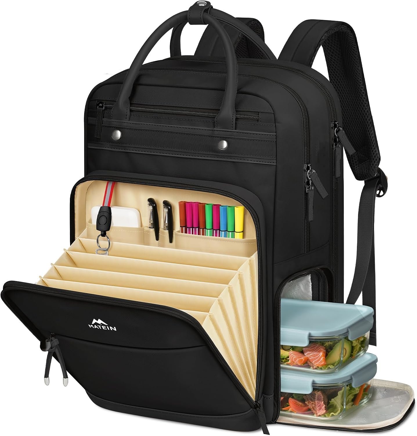 MATEIN Work Backpack with Lunch Compartment, 15.6 Inch Laptop Backpack | Detachable, with Organized Pocket, Commute Office College, Computer Backpacks for Men Women, Meal Prep Bag, Gift for Nurse