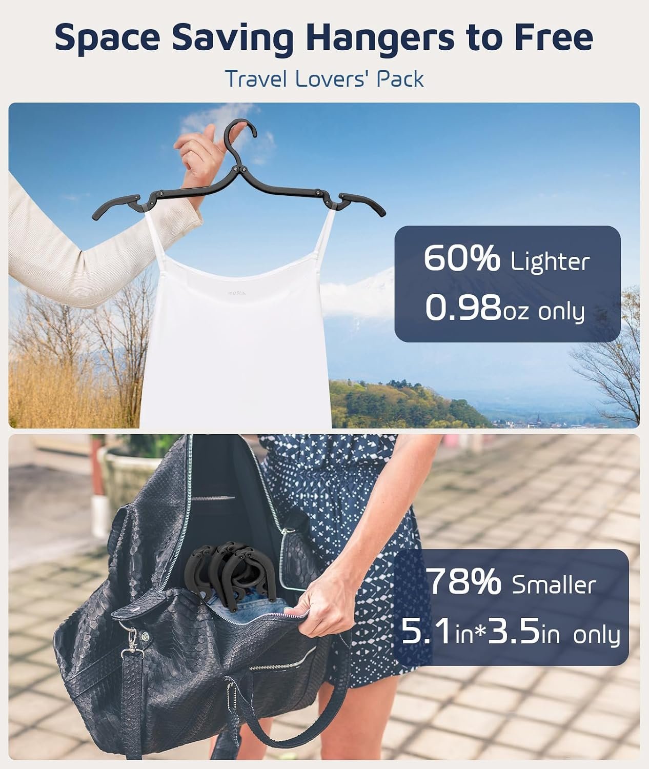 10 Pcs Travel Hangers, Cruise Ship Essentials Foldable Hangers Plastic Travel Essentials, Portable Cruises Must Haves 2026 for Skirt, Suitcase, RV Camping Airplane Europe Vacation Essential, Black - Image 2