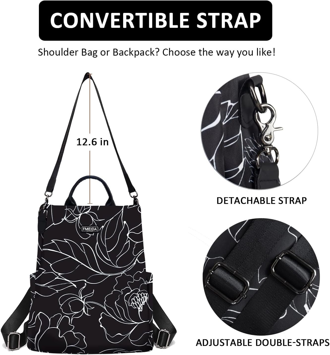Women's Anti-Theft Backpack Purse | Lightweight Travel Daypack for College, Work & Outdoor | Nylon Back pack with Minimalist Floral Design | Hidden Back Zipper Opening, Compact Travel Size,Summer Purse, Daypack for College Work, Fits 13-inch laptop - Image 7