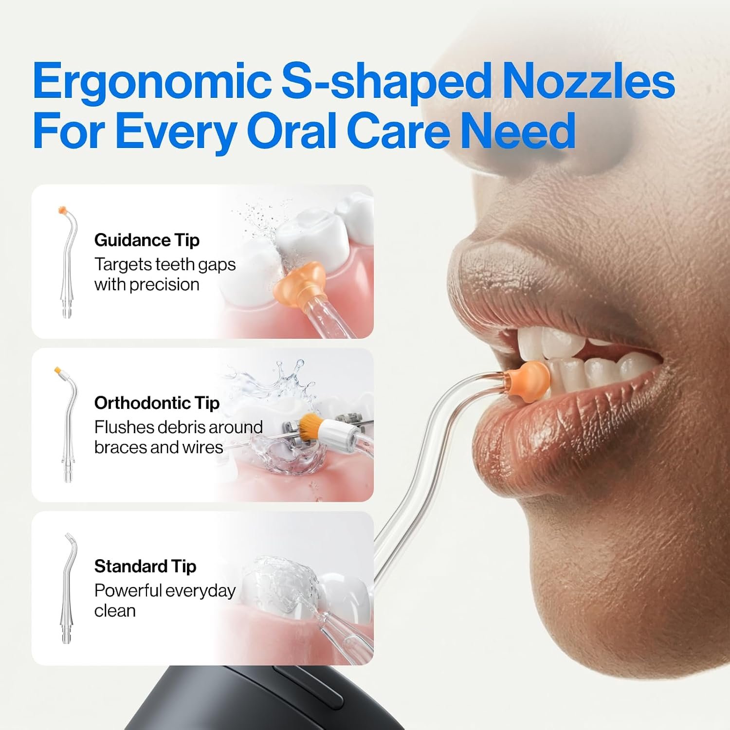 usmile C30 Cordless Water Flosser, 300ml Tank, 5 Modes, IPX7, Black | S-Shaped Nozzle, USB-C Rechargeable Portable Oral Irrigator for Braces, Sensitive Gums, Teeth Cleaner, Home & Travel - Image 7