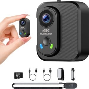 POV Camera 4K with WiFi, Body Mount Camera with 64GB Card, Charger Case, EIS Stabilization, Magnetic Mount, 150° Wide Angle Mini Action Camera Helmet Cam or Outdoor Sports Cycling Motorcycle Vlog