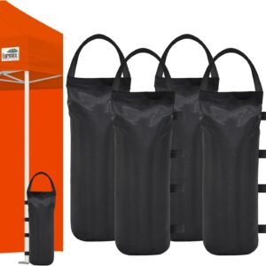 Eurmax USA 125LBS 4-Pack Universal Canopy Weights, Secure Wind Protection to Prevent Tipping, Easy Wrap-Around Installation Heavy Duty Sandbags (Without Sand), Fits All Instant Shelter Legs,Black