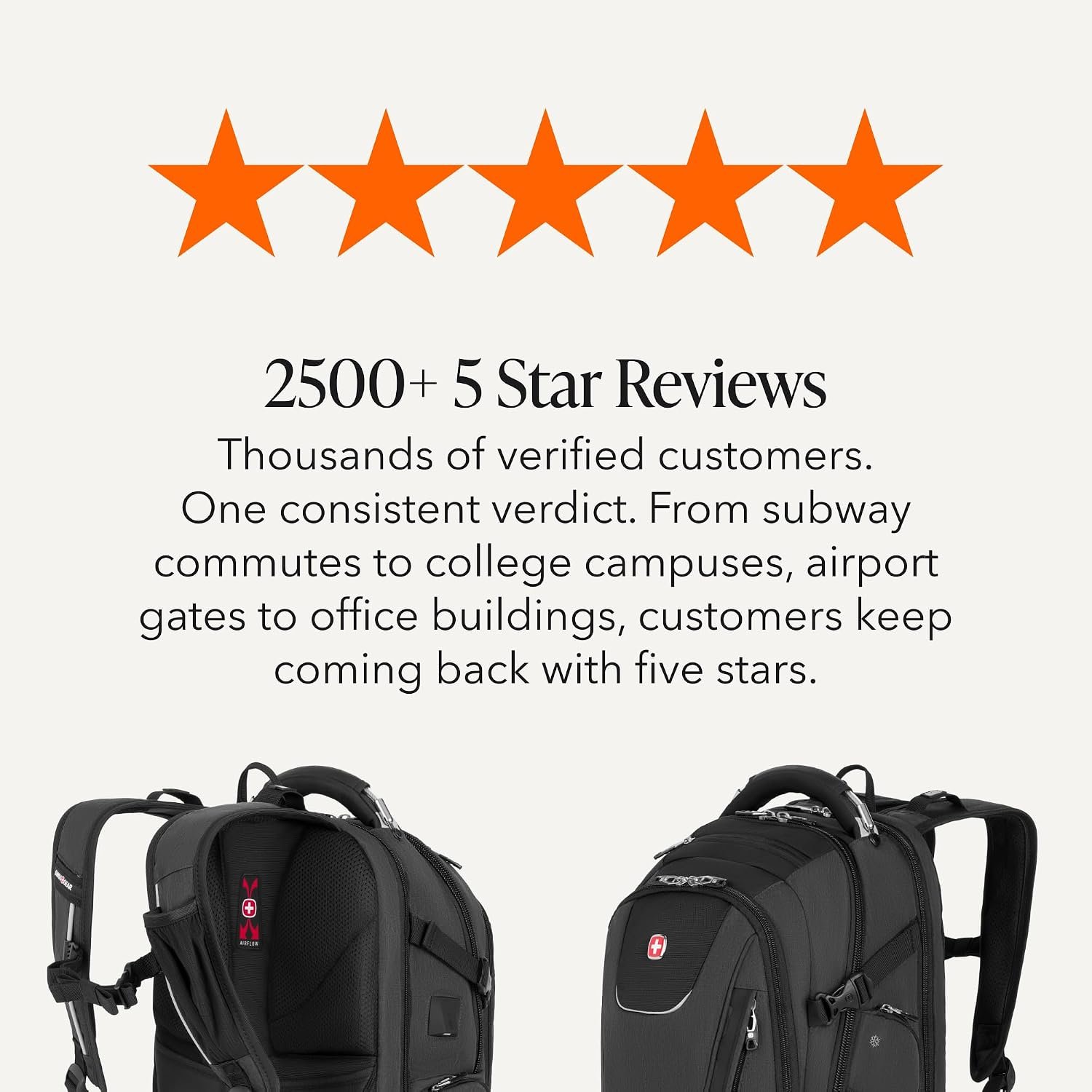 SwissGear Travel Tech Elite Laptop Backpack – Fits Laptops up to 16” – ScanSmart TSA-Friendly Backpack with USB Port, Shoe Compartment & Organizer Pockets – Heather Grey - Image 8
