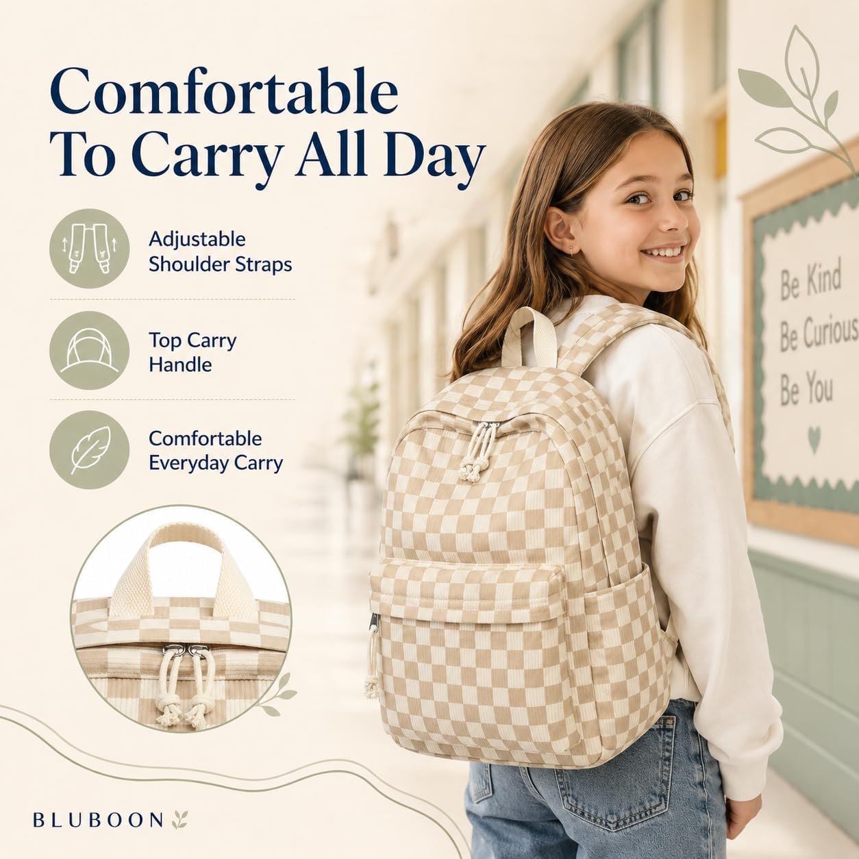 Bluboon School Backpack for Teen Girls Bookbags Elementary High School Corduroy Laptop Bags Women Travel Daypacks - Image 5