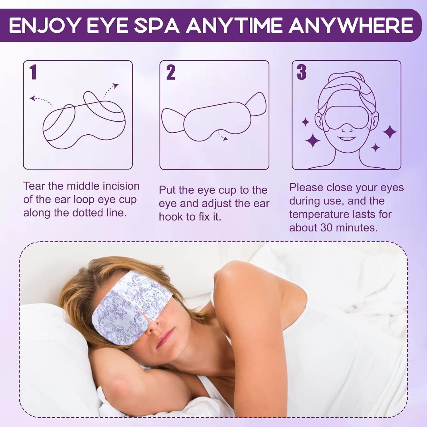 24 Pack Steam Eye Mask Disposable for Dry Eyes Cornea Care-Unscented | Steam Eye Mask Cornea Care Rest Self Heating Eye Mask Self Heated Steam Warm Eye Mask Disposable Heated Eye Mask - Image 4