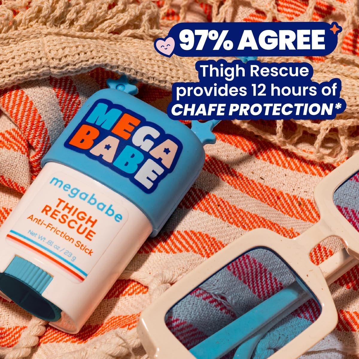Megababe Thigh Rescue Anti-Chafe Stick Mini | Travel size, great for on-the-go | Prevents skin chafe & irritation | Thighs, arms, bra-lines & more - Image 4
