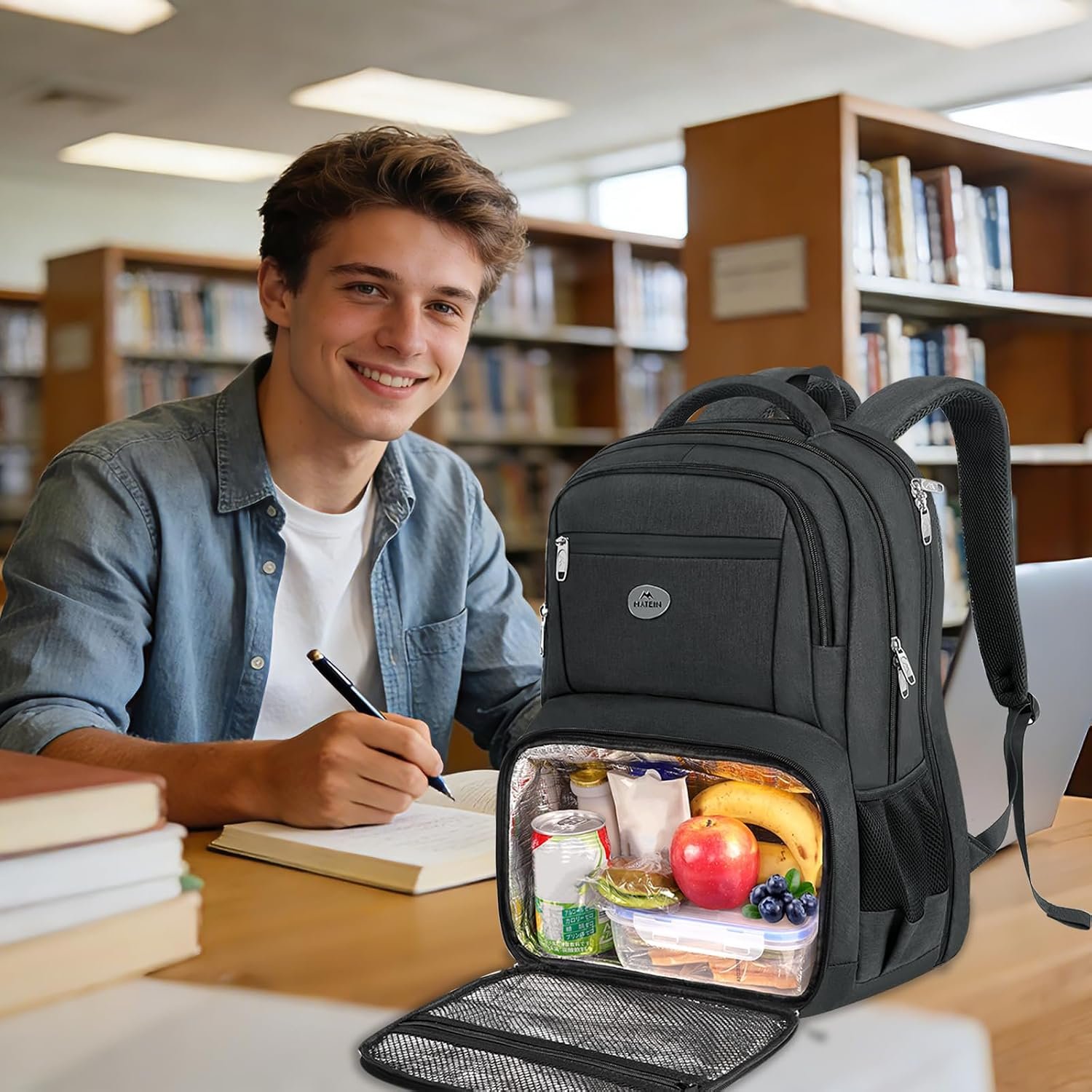MATEIN Lunch Backpack for Men, 17 Inch Work Bookbag with Laptop Compartment | Water Resistant School Backpack with Lunch Box, Anti Theft TSA Work Bag, Insulated Cooler Compartment, Office Commute College - Image 8