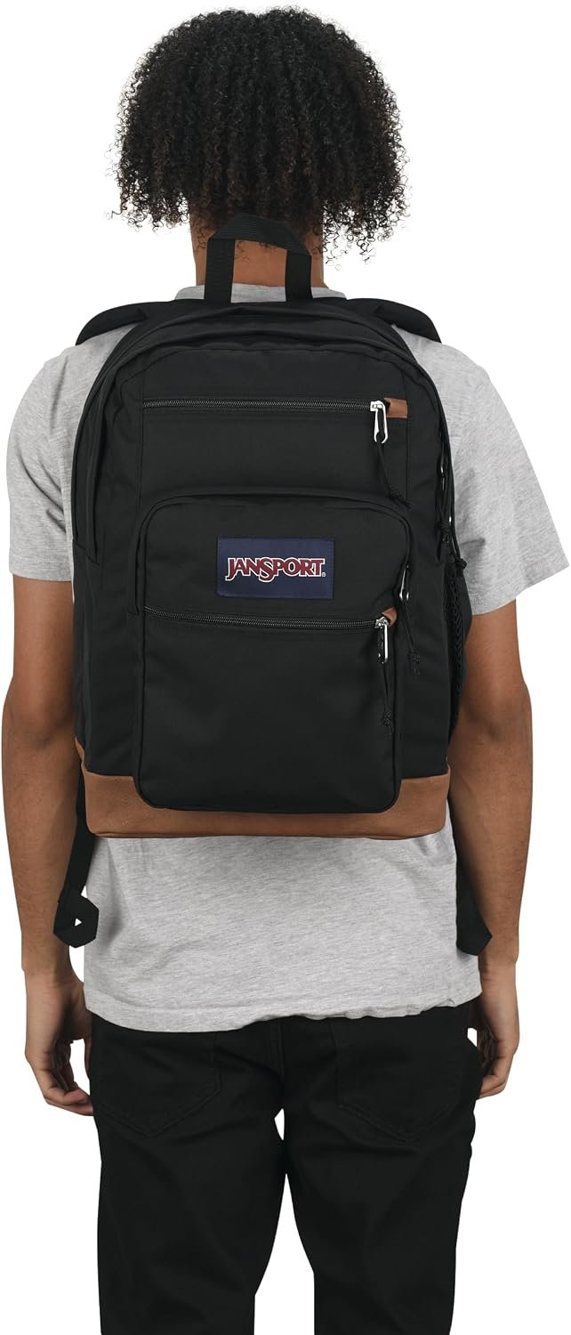 JanSport Cool Backpack, with 15-inch Laptop Sleeve - Large Computer Bag Rucksack with 2 Compartments, Ergonomic Straps, Black | Ergonomic Straps, Waterbottle Pocket, Campus Weekender Travel Rucksack - Image 9