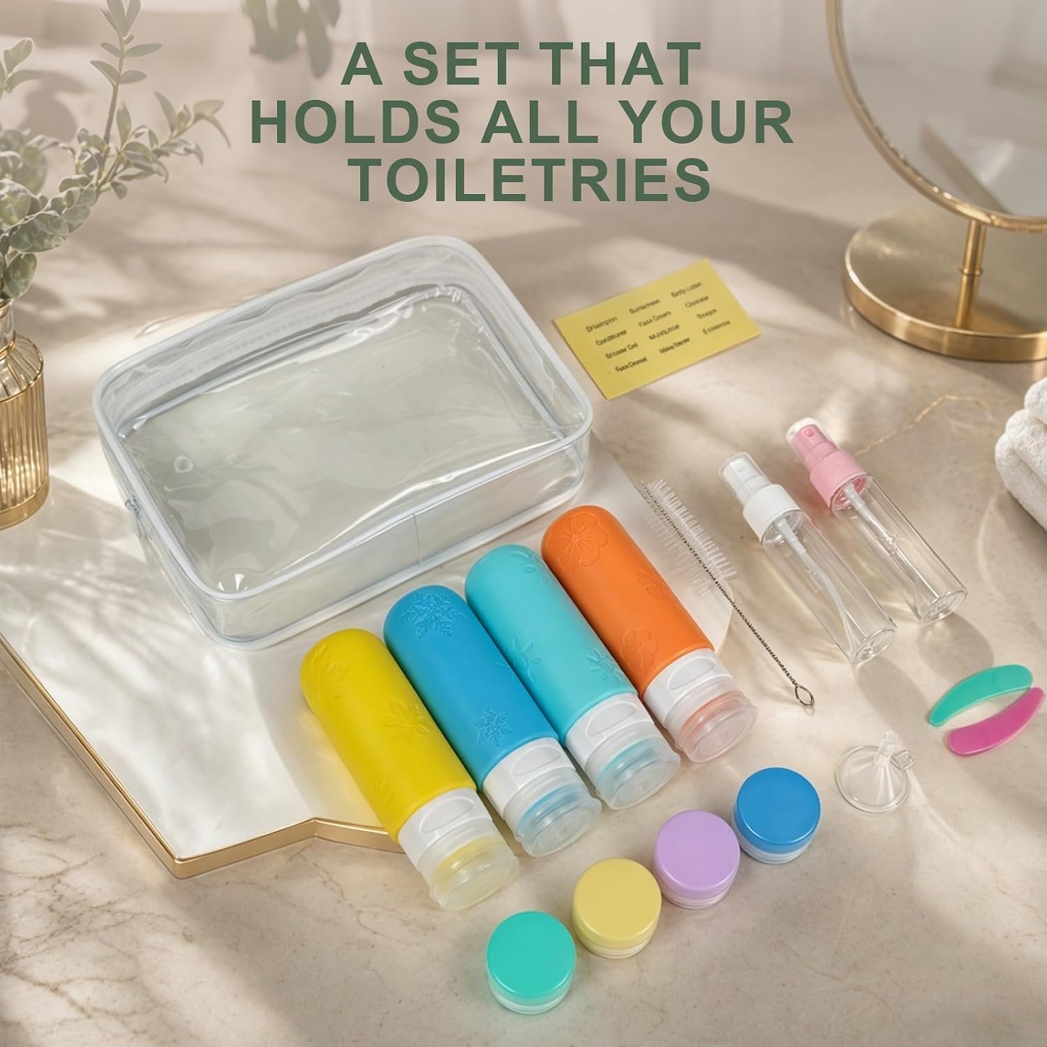 16 Pack Travel Bottles for Toiletries, Silicone TSA Approved-Containers for Toiletries, 3oz Silicone Travel Bottles Set Leak Proof Refillable Liquid, Shampoo and Conditioner Travel Toiletry Bottles - Image 9