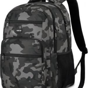 YAMTION Laptop Backpack for Men, Black Backpack, School Backpack for Boys and Girls, Bookbag, Work Backpack (Black Camo, 15.6 inch)