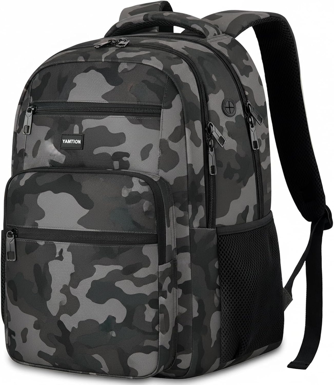 YAMTION Laptop Backpack for Men, Black Backpack, School Backpack for Boys and Girls, Bookbag, Work Backpack (Black Camo, 15.6 inch)