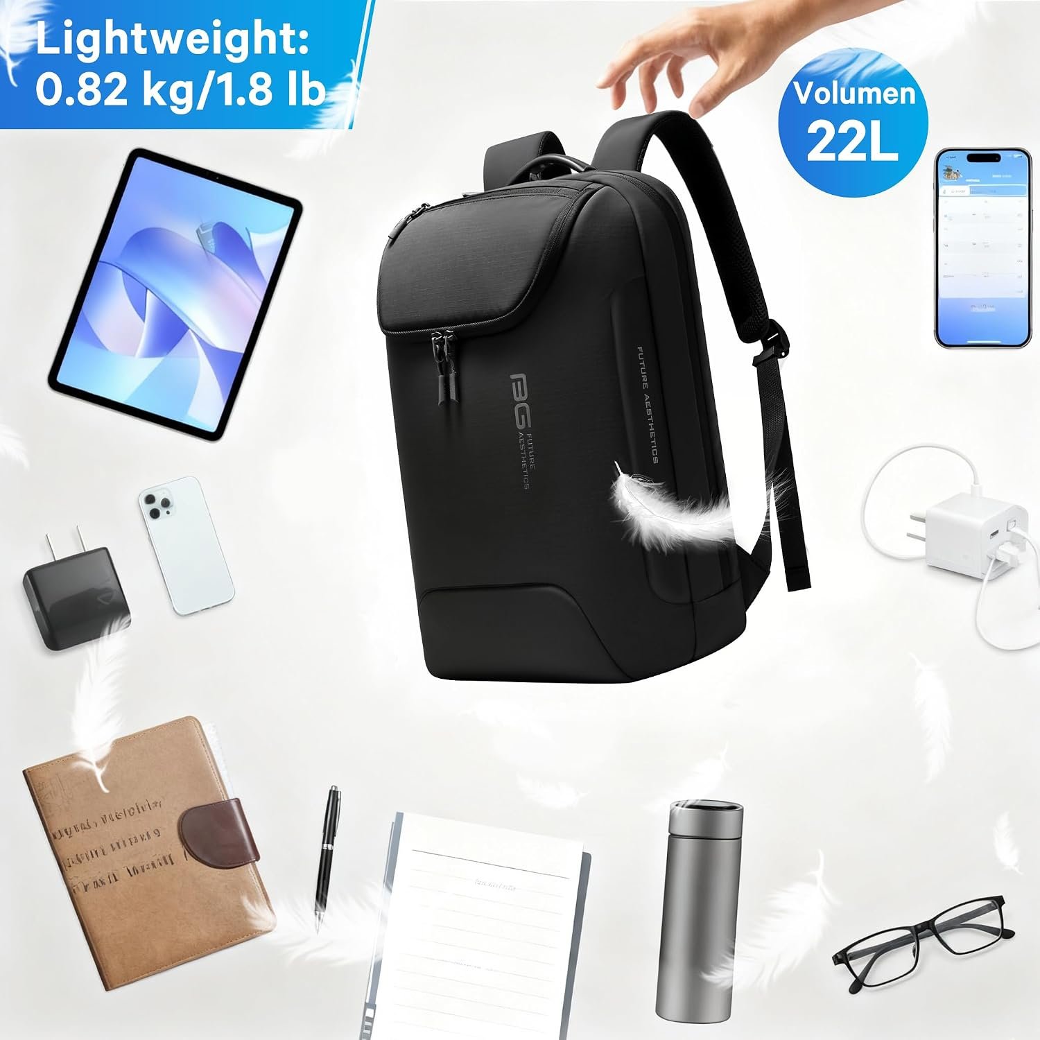 BANGE 15.6 Inch Laptop Backpack for Men and Women, Business Travel Backpack, Waterproof Lightweight Computer Bag for Office, Commuter & Outdoor Sports - Image 6
