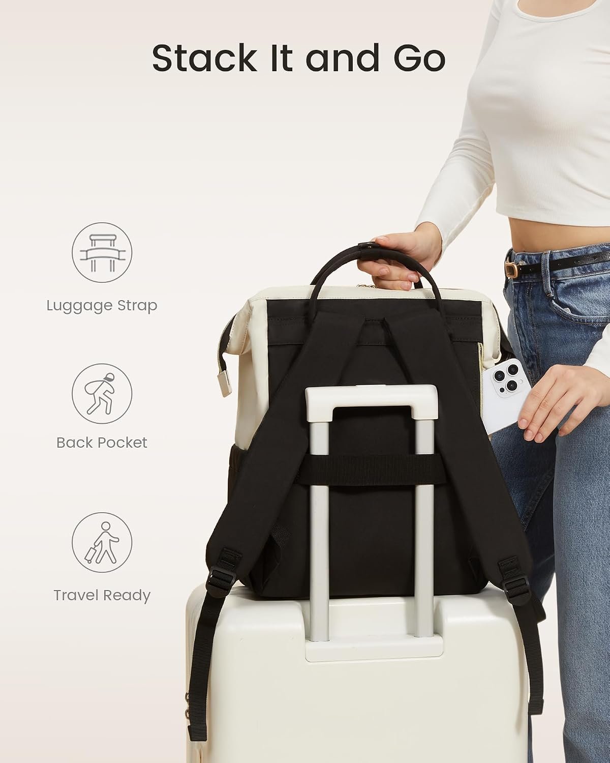 LOVEVOOK Laptop Backpack for Women, 15.6 Inch Work Business Backpacks Purse With Large Capacity, Waterproof Nurse Bag College Bookbag for School, Waterproof Casual Daypack for Travel - Image 7