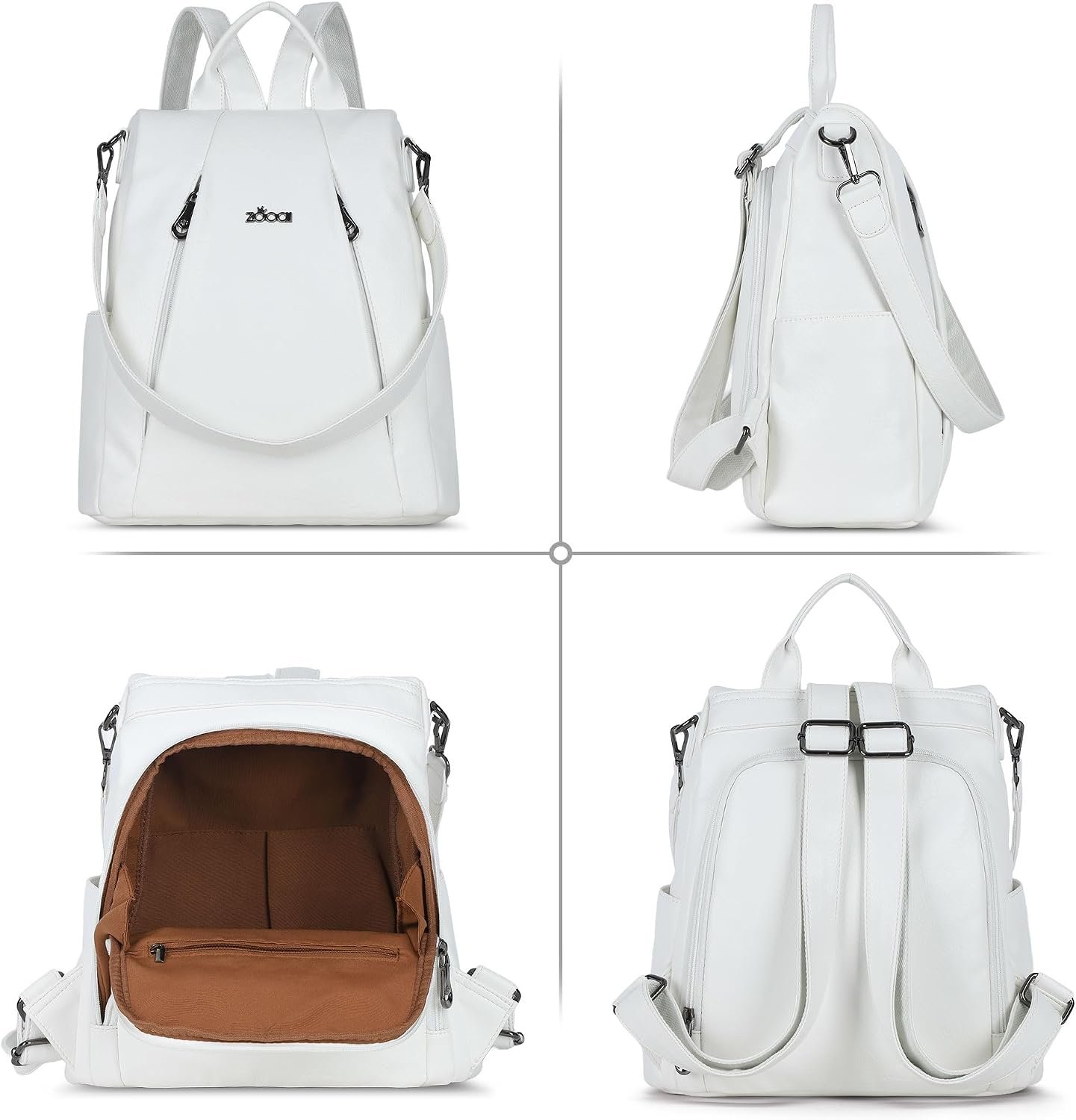 ZOCAI Backpack Purse for Women Medium Anti-Theft Backpacks Purses Design Leather Shoulder Bags with Removable Strap - Image 6