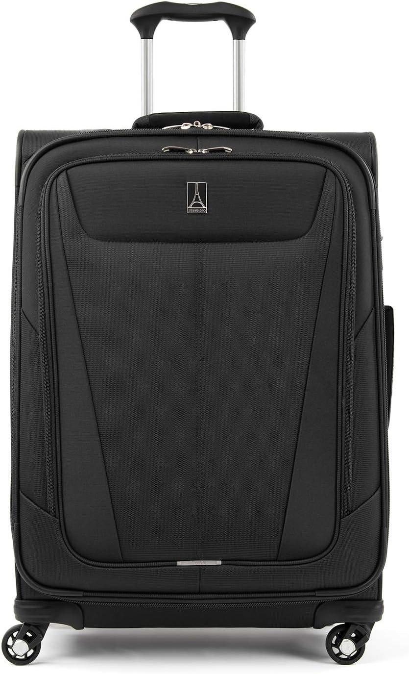 Travelpro Maxlite 5 Softside Checked Luggage Spinner, Black, 25-Inch | Medium Checked Suitcase, Expandable With 4 Wheels, Lightweight & Versatile Travel Design, Men & Women