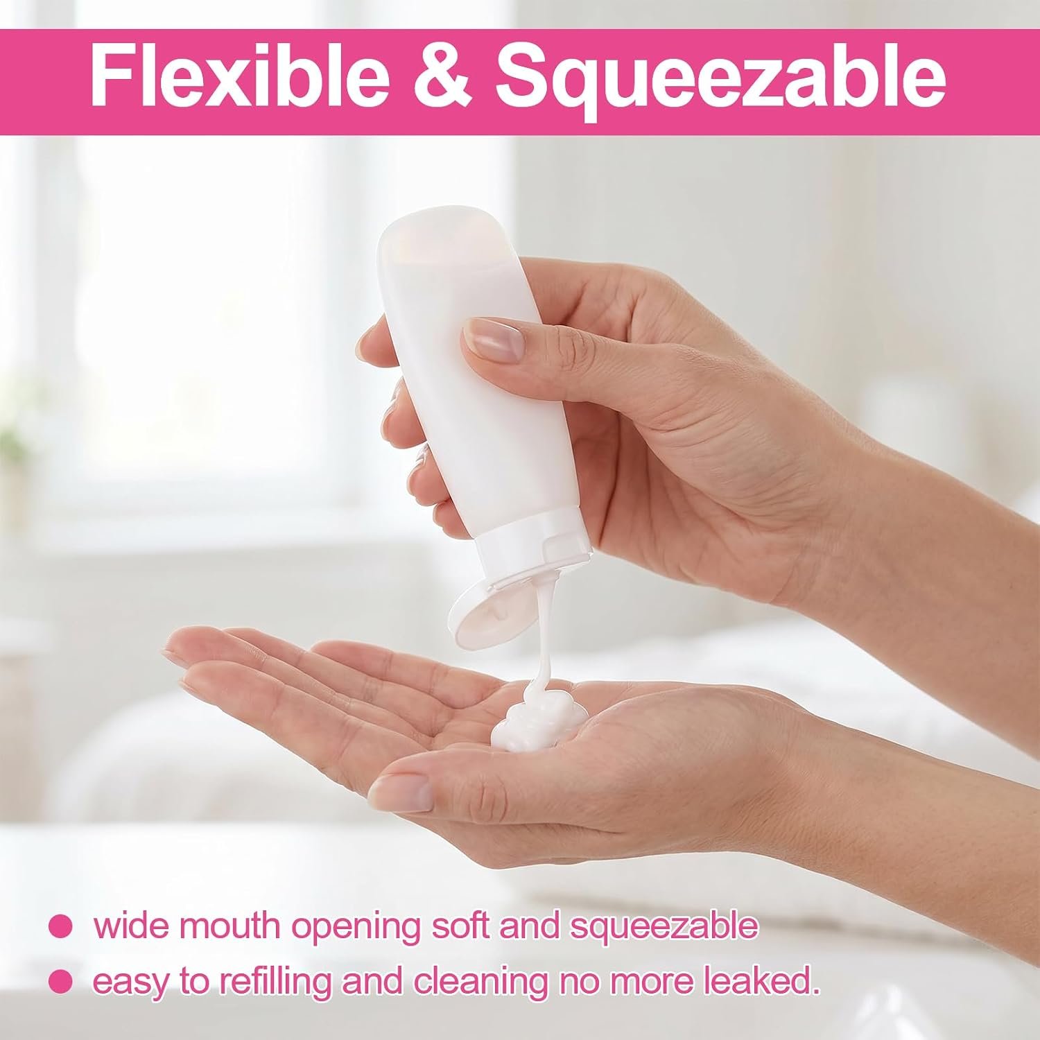 50 Pcs 2oz Plastic Squeeze Tubes, Travel Bottles for Toiletries 2 oz Plastic Refillable Cosmetic Squeeze Bottles Leak Proof Travel Size for Shampoo Conditioner Lotion - Image 3