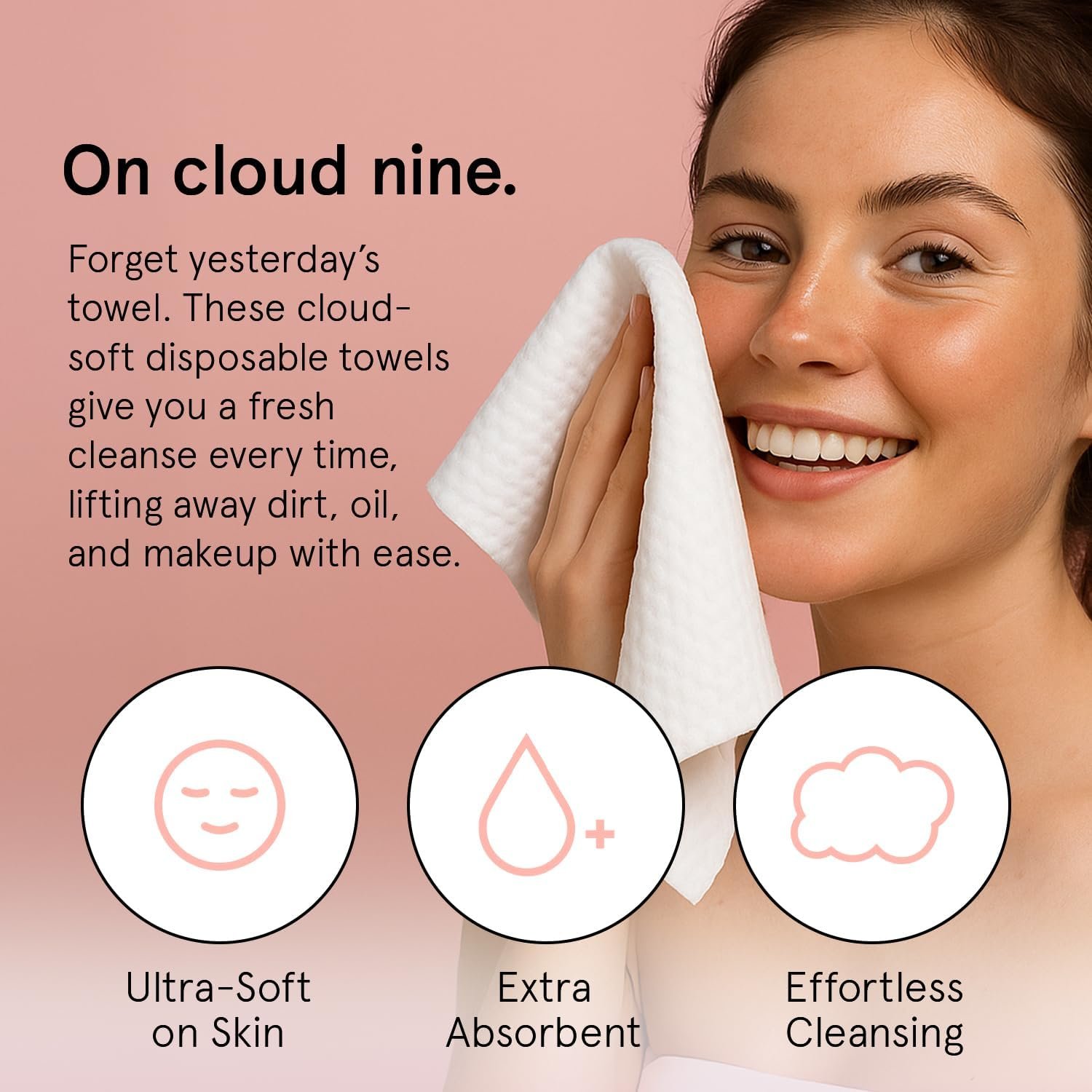 grace & stella Face Towels Disposable - Travel Essentials (60 Count) | Ultra-Soft & Absorbent Face Wipes Towelettes - XL Facial Towels for Cleansing & Makeup Removal - Lint-Free Facial Tissue - Image 2